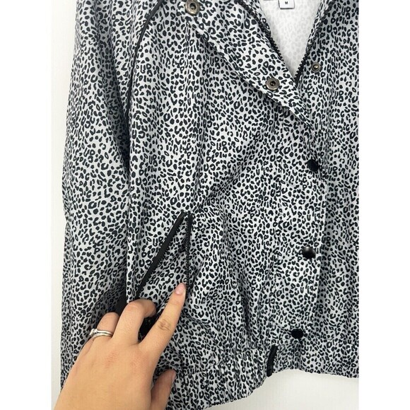 Allfenix White Leopard Print Cropped Full Zip Jacket Anthropologie Medium - Picture 9 of 12